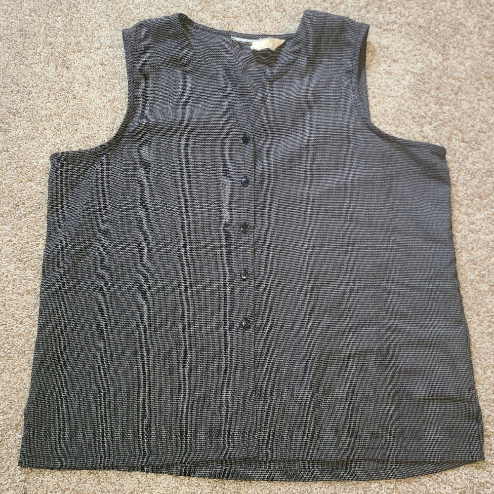 Vintage Sleevless Tank Vest Button Down Blouse